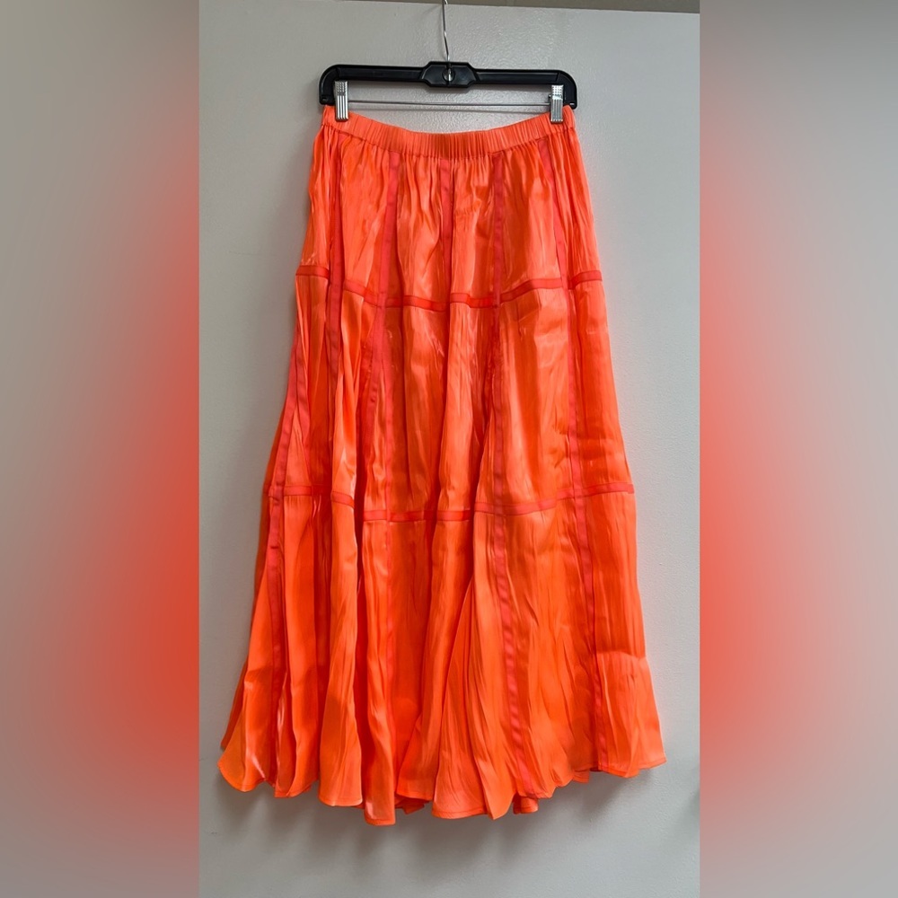 Anthropologie Midi Skirt in Bright Coral